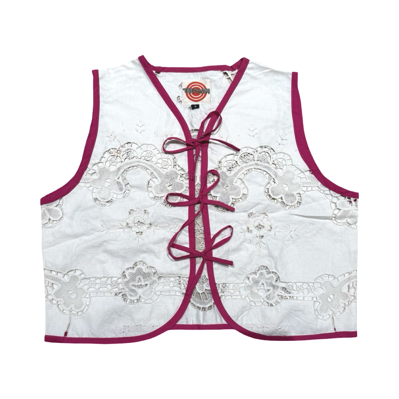 Pretty in Pink Small Linen Tie Top Rework