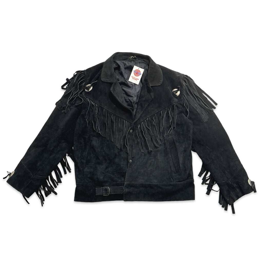 Black Large Suede Fringe Jacket