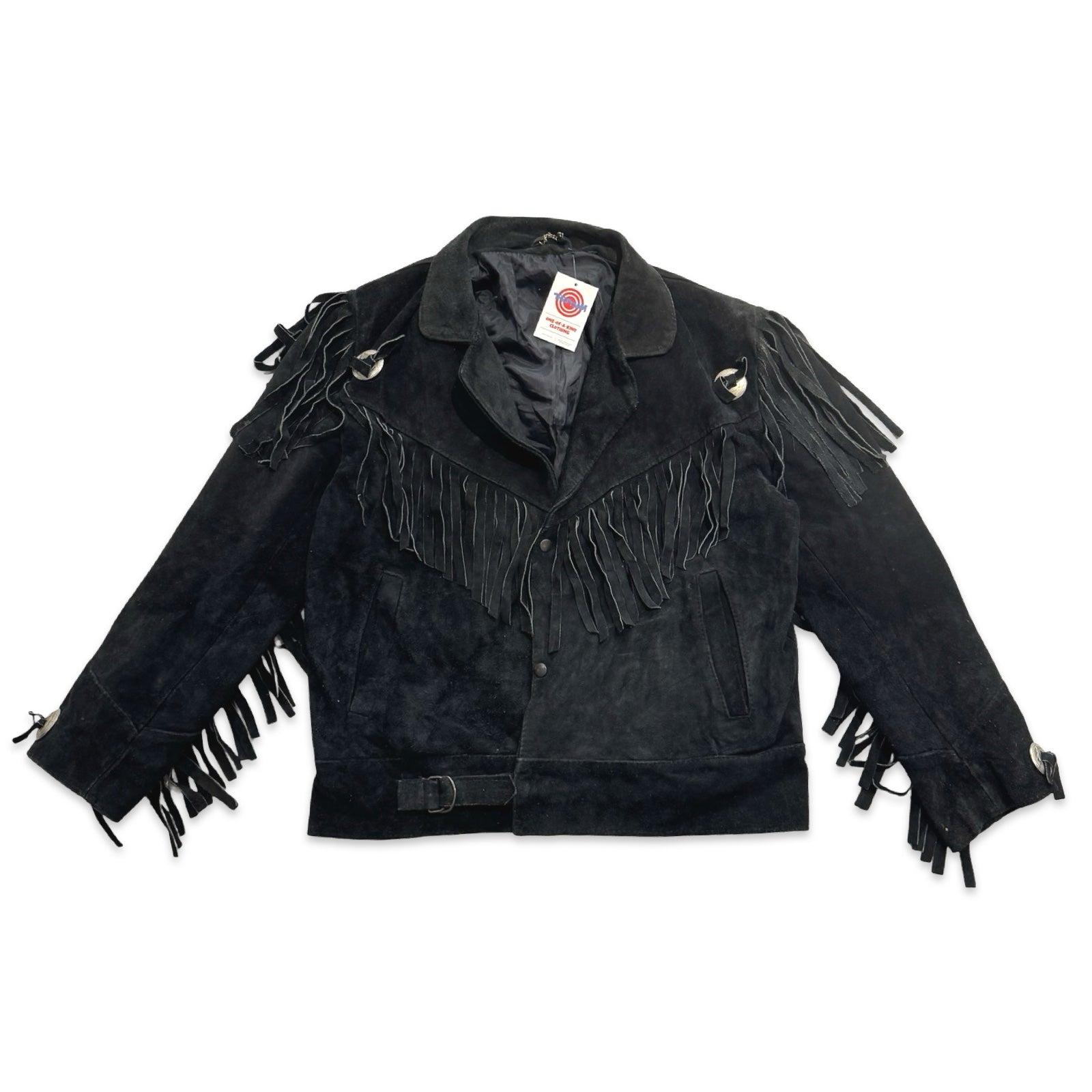 Black Large Suede Fringe Jacket
