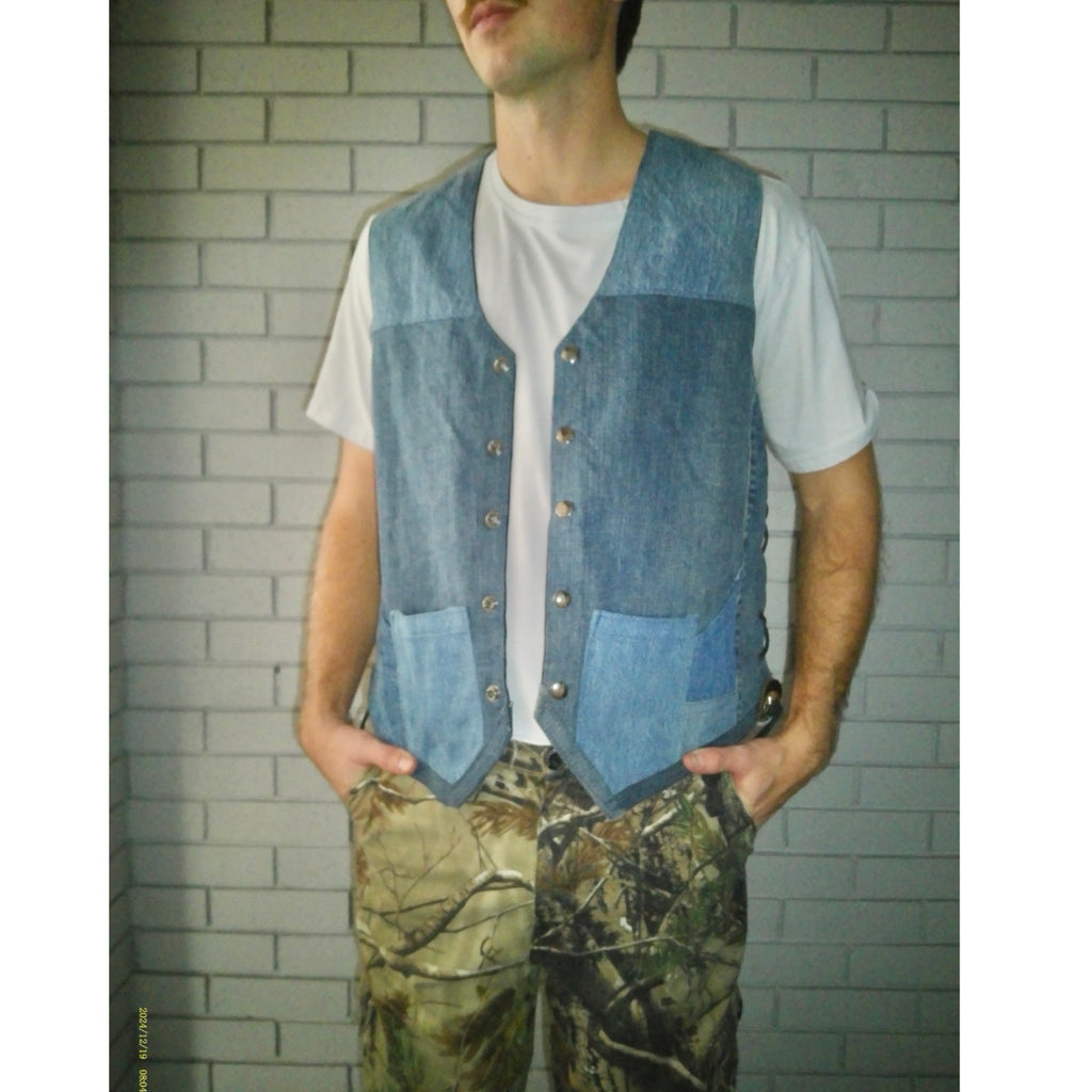 Color Block XL Denim Vest