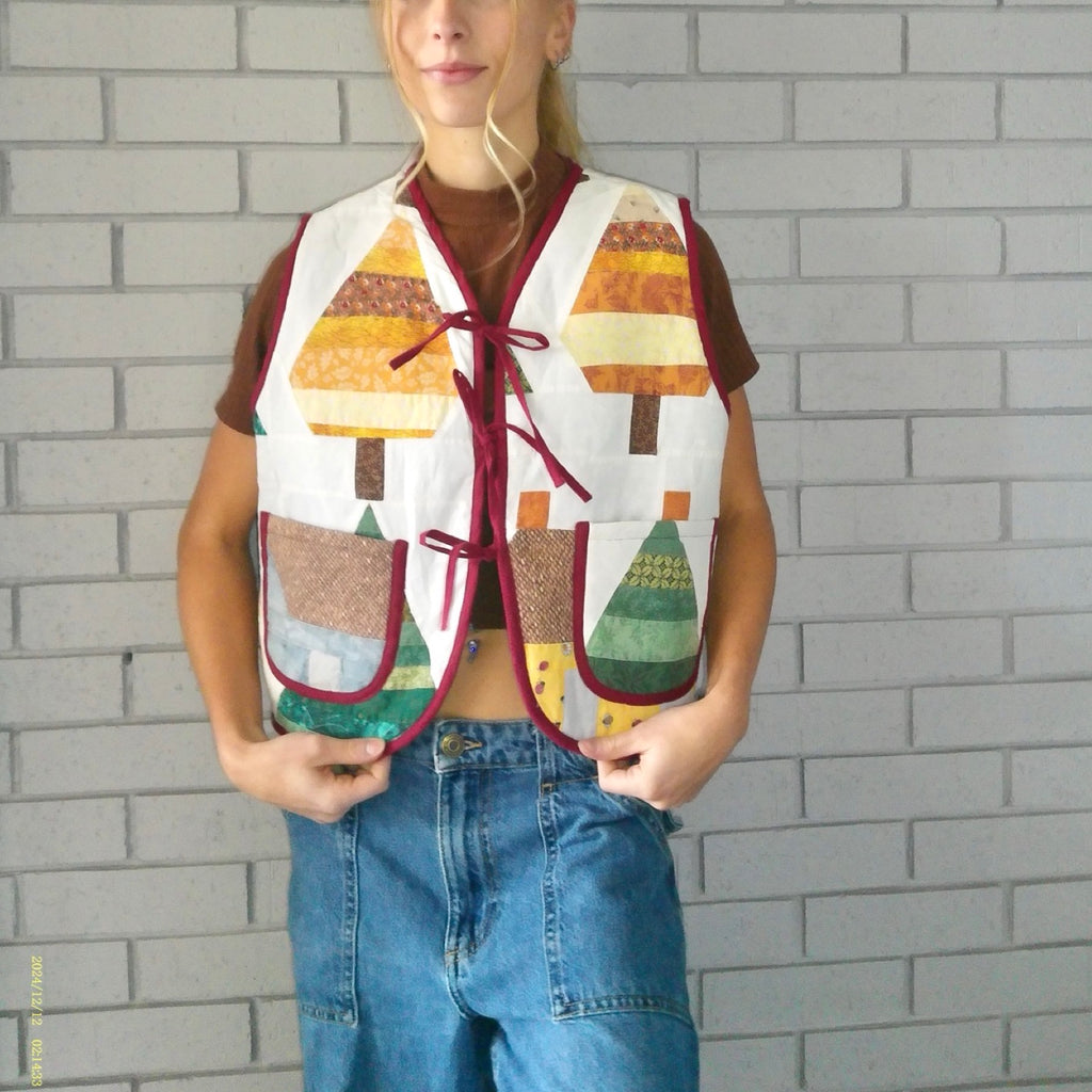 Geometric Landscape Quilted Vest Reworks