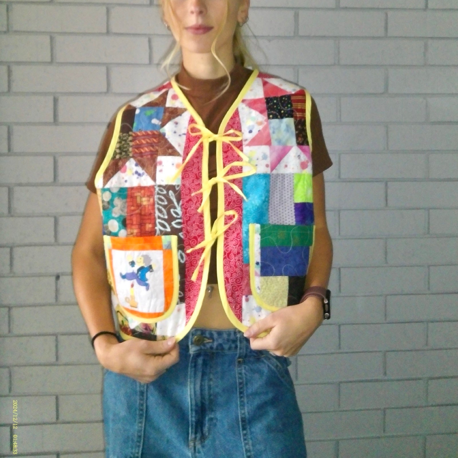 Storybook Mosaic Medium Quilted Vest Rework