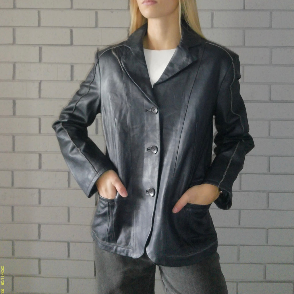 Black Rivet Large Leather Jacket