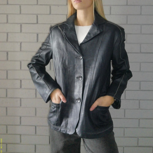 Black Rivet Large Leather Jacket