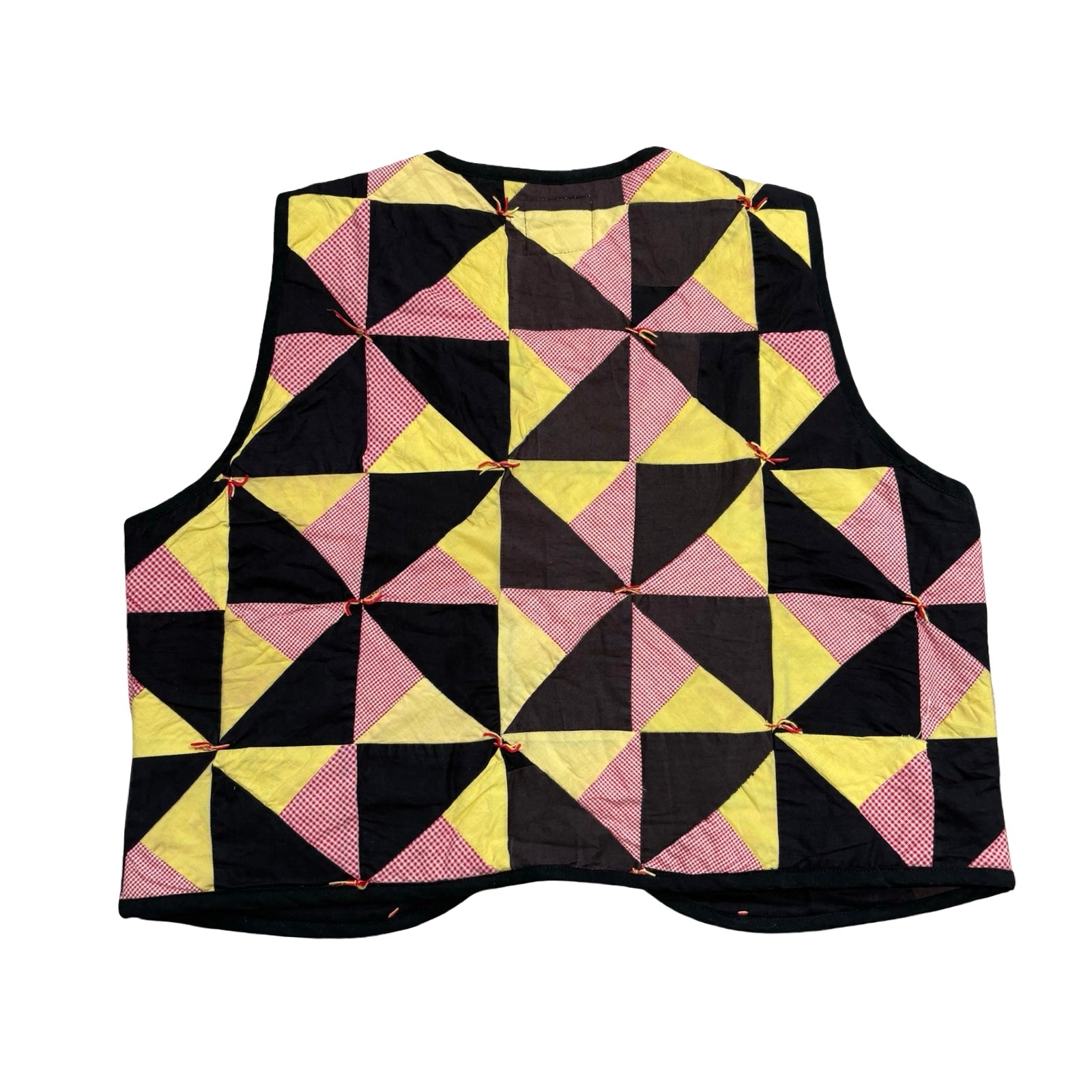 Geometric Red & Yellows Quilted Vest Reworks