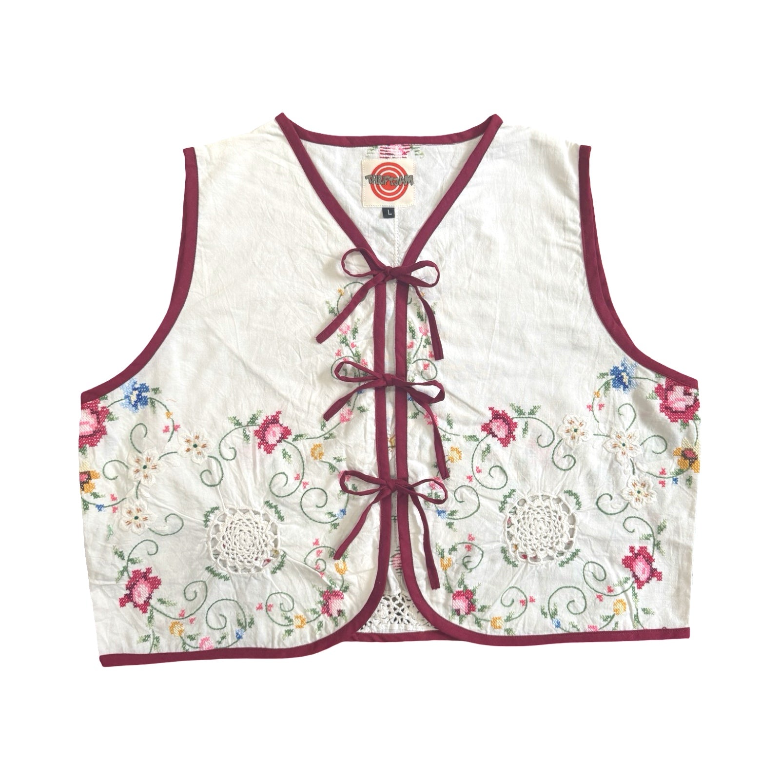 Pixel Florals Large Linen Tie Top Rework