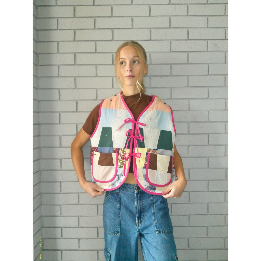 Bright Patchwork Quilted Vest Reworks