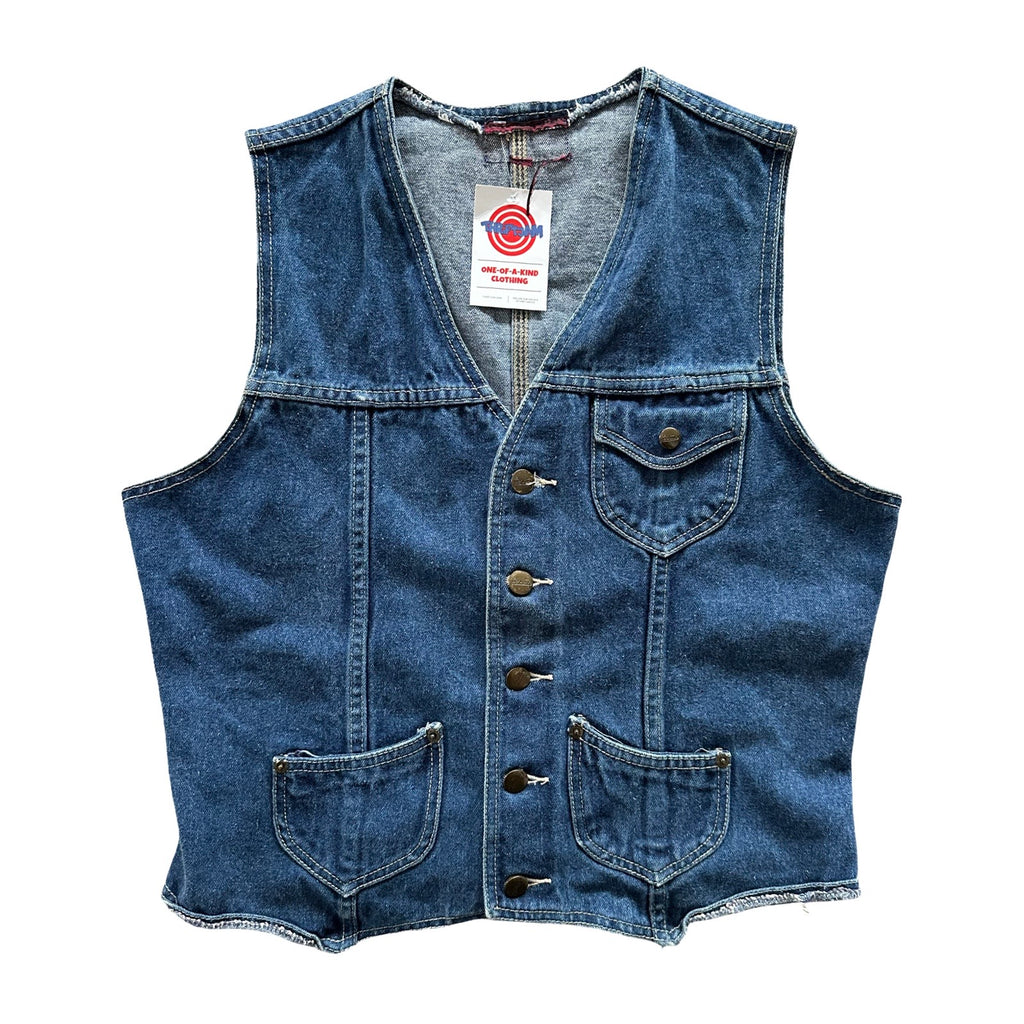 Mid-Wash Large Denim Vest