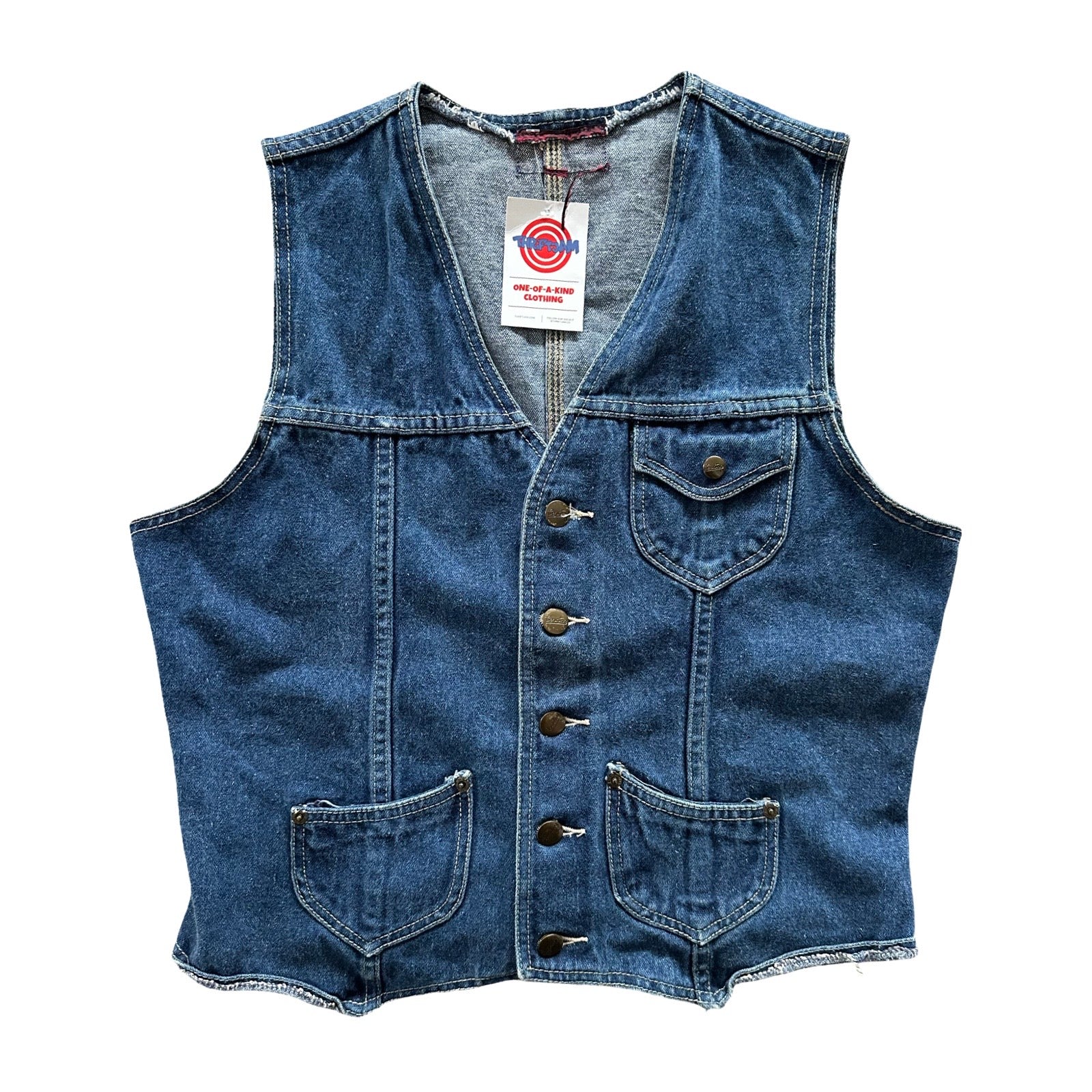 Mid-Wash Large Denim Vest