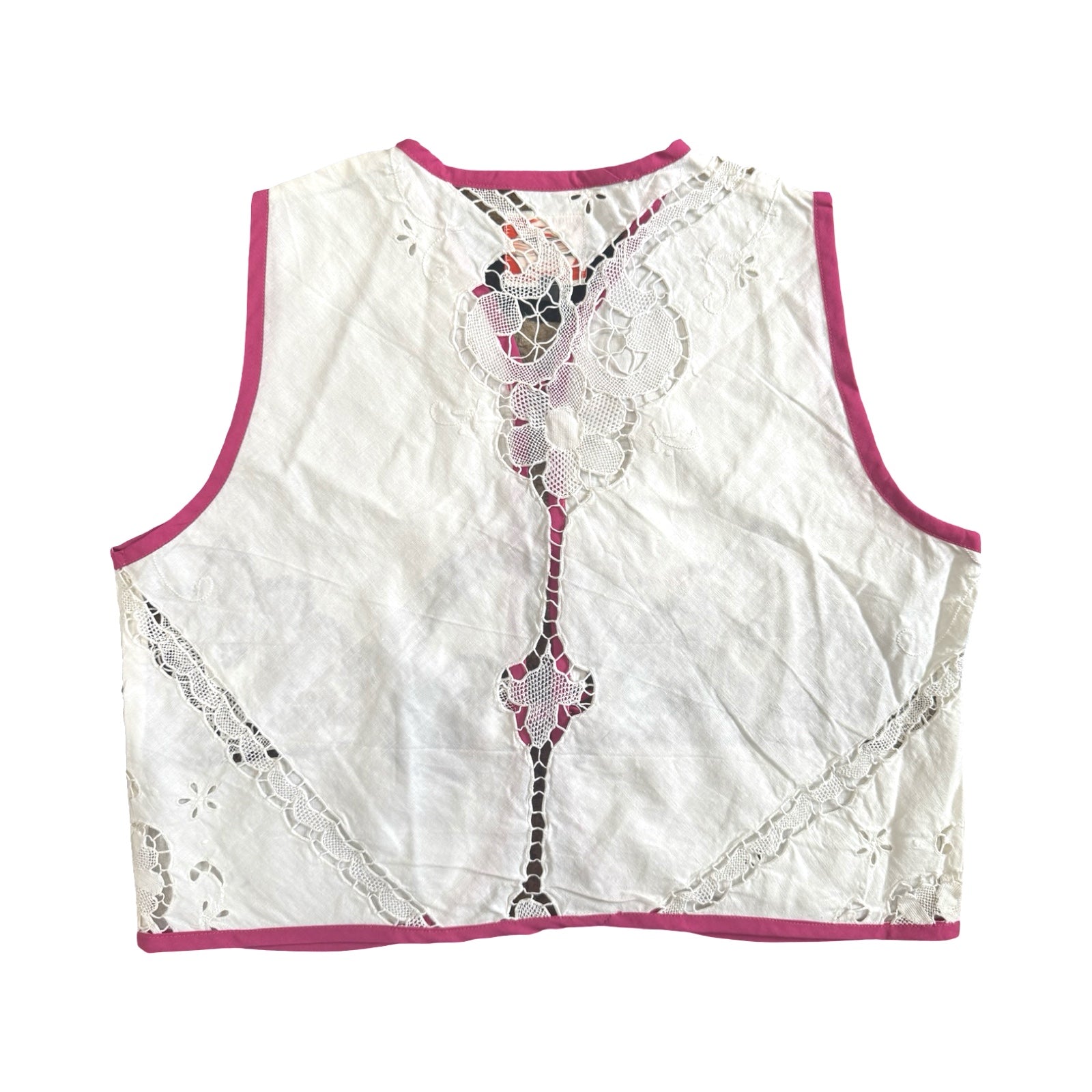 Lacey Pink Small Linen Tie Top Rework