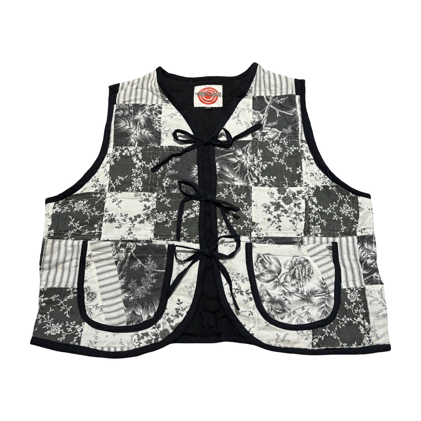 B&W Florals Quilted Vest Reworks
