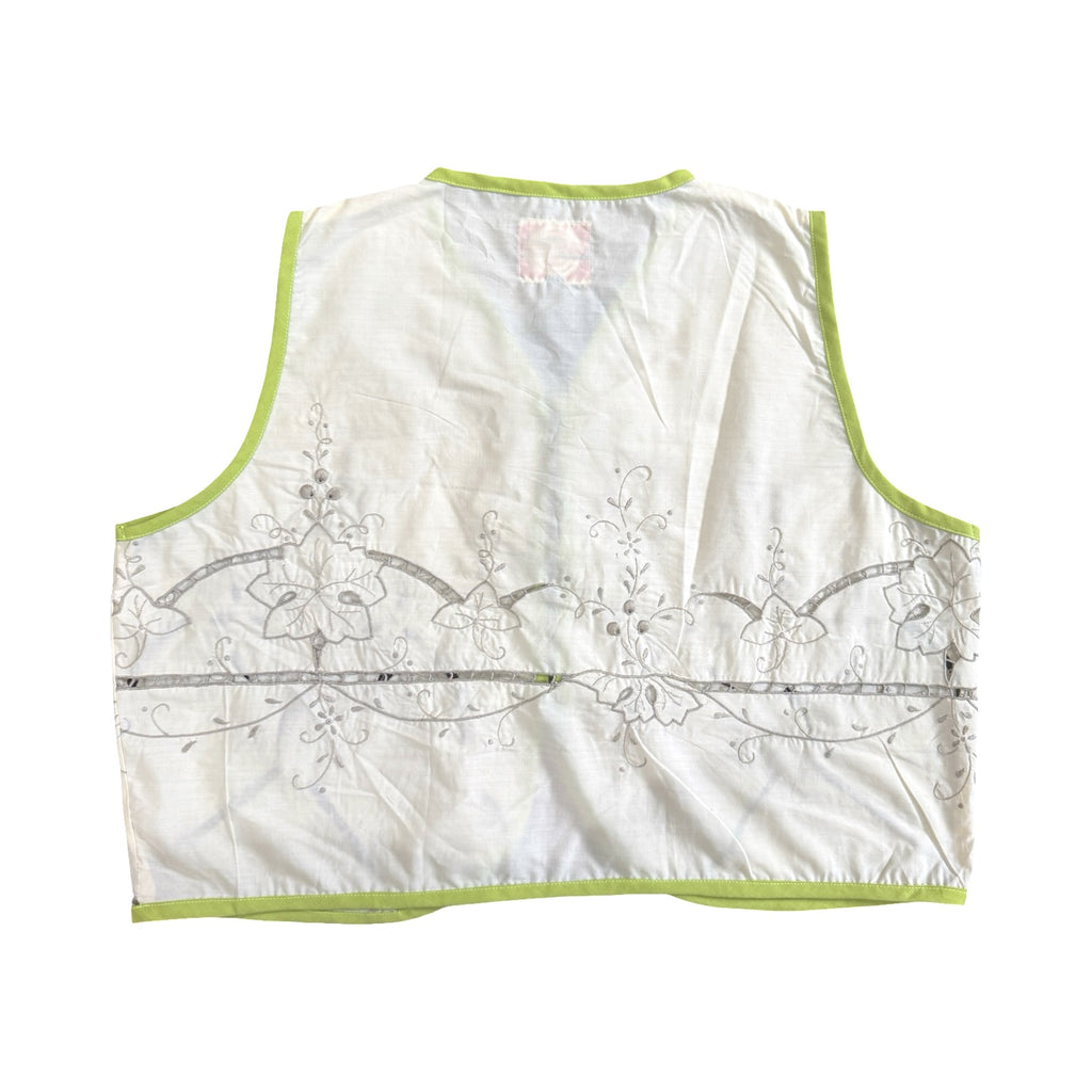 Lime Vines Large Linen Tie Top Rework
