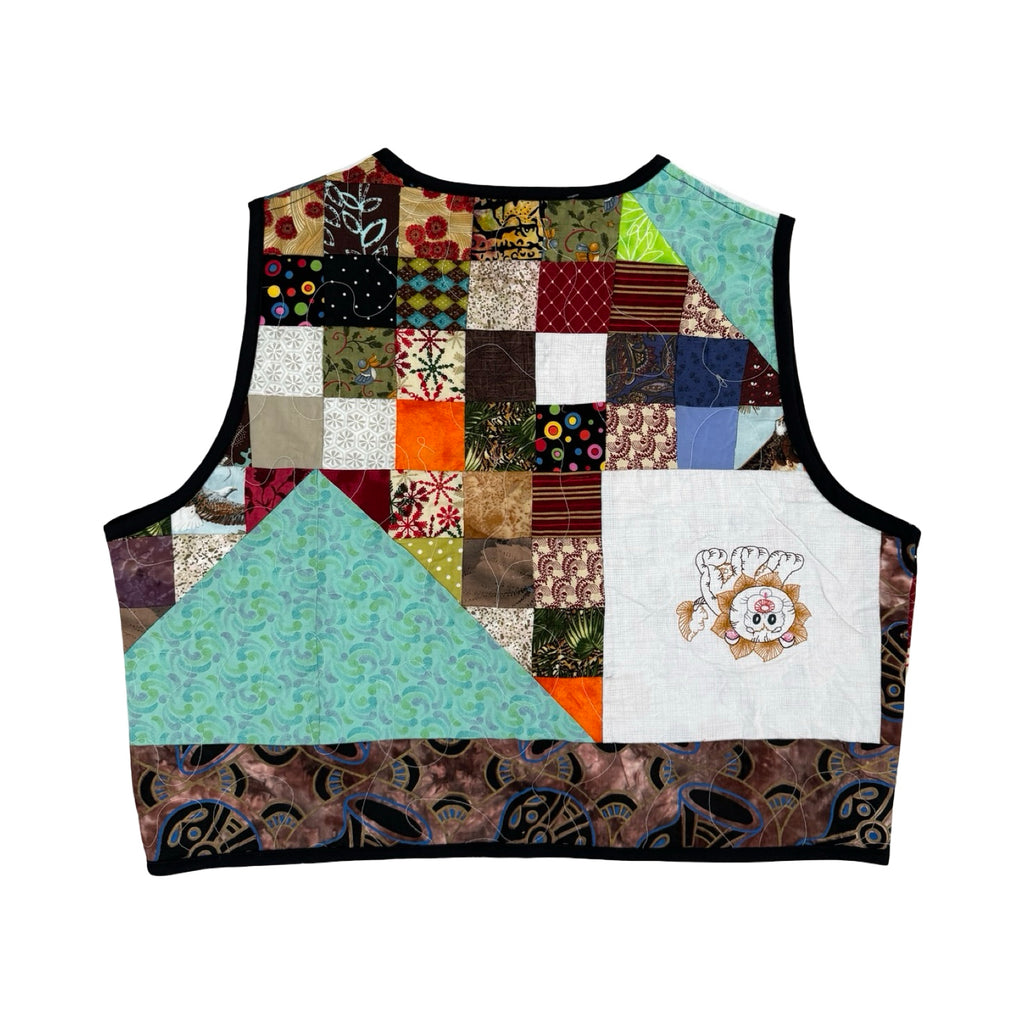 Children's Book Mosaic Medium Quilted Vest Rework
