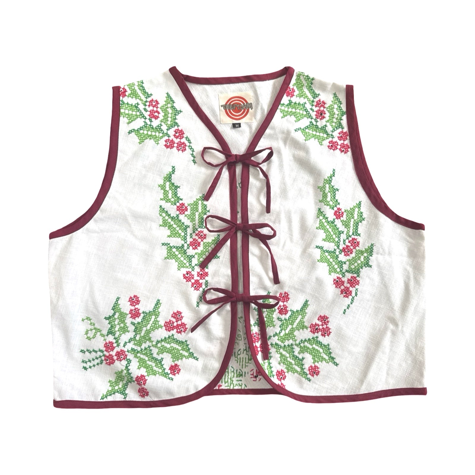 Mistletoe Medium Linen Tie Top Rework