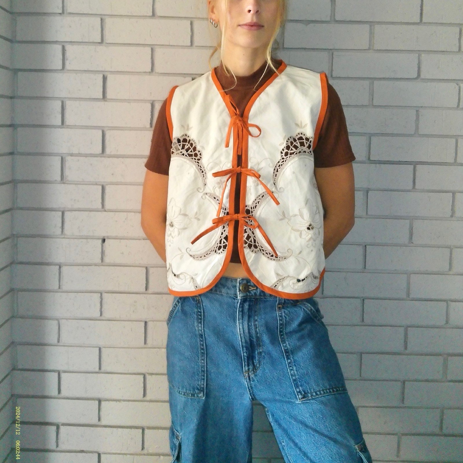 Desert Flower Medium Linen Tie Top Rework