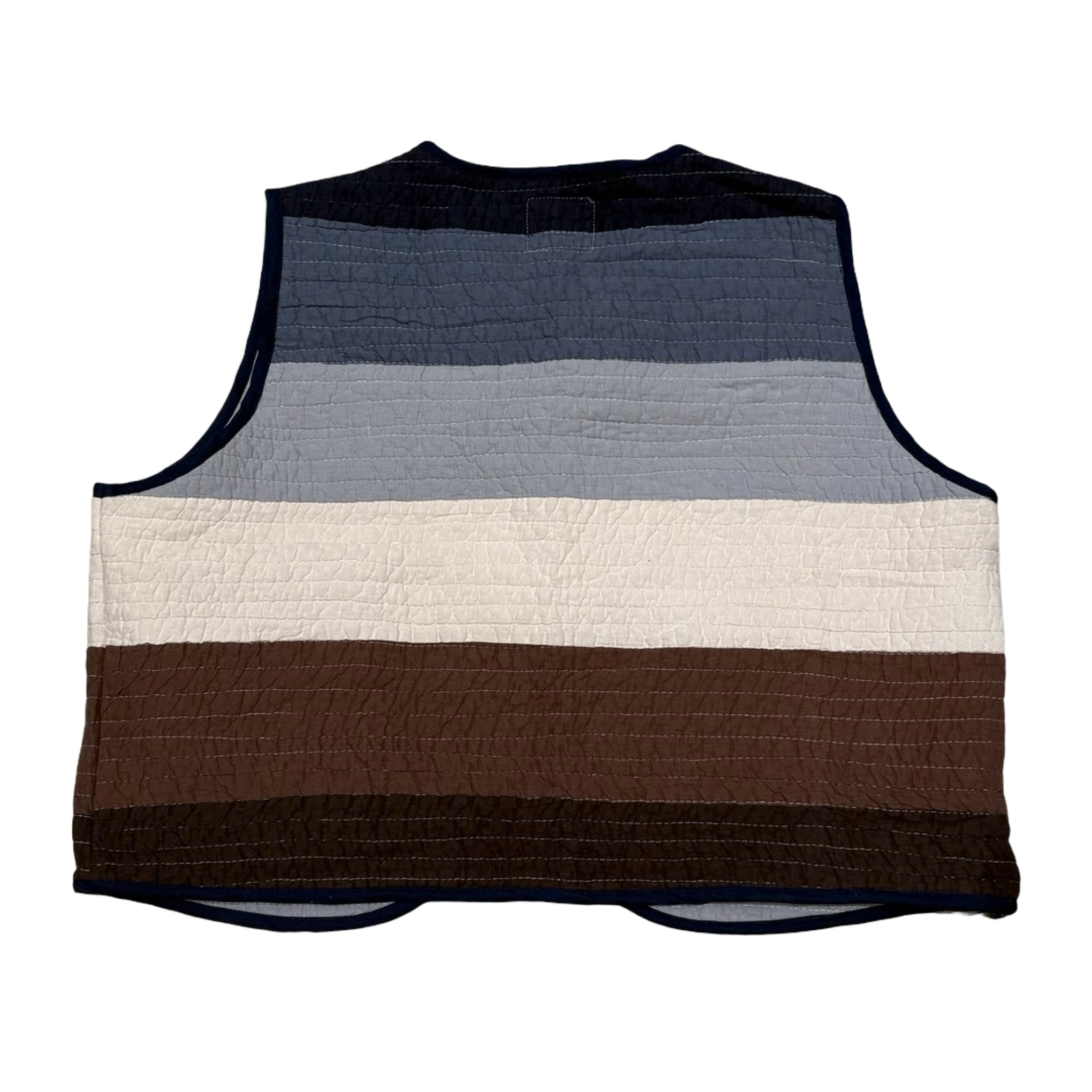 Striped Neutrals Large Quilted Vest Rework
