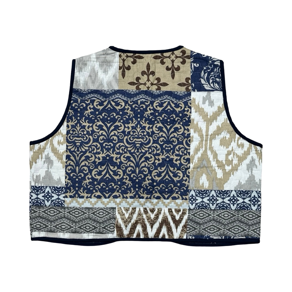 Blue & Brown Medallion Quilted Vest Reworks