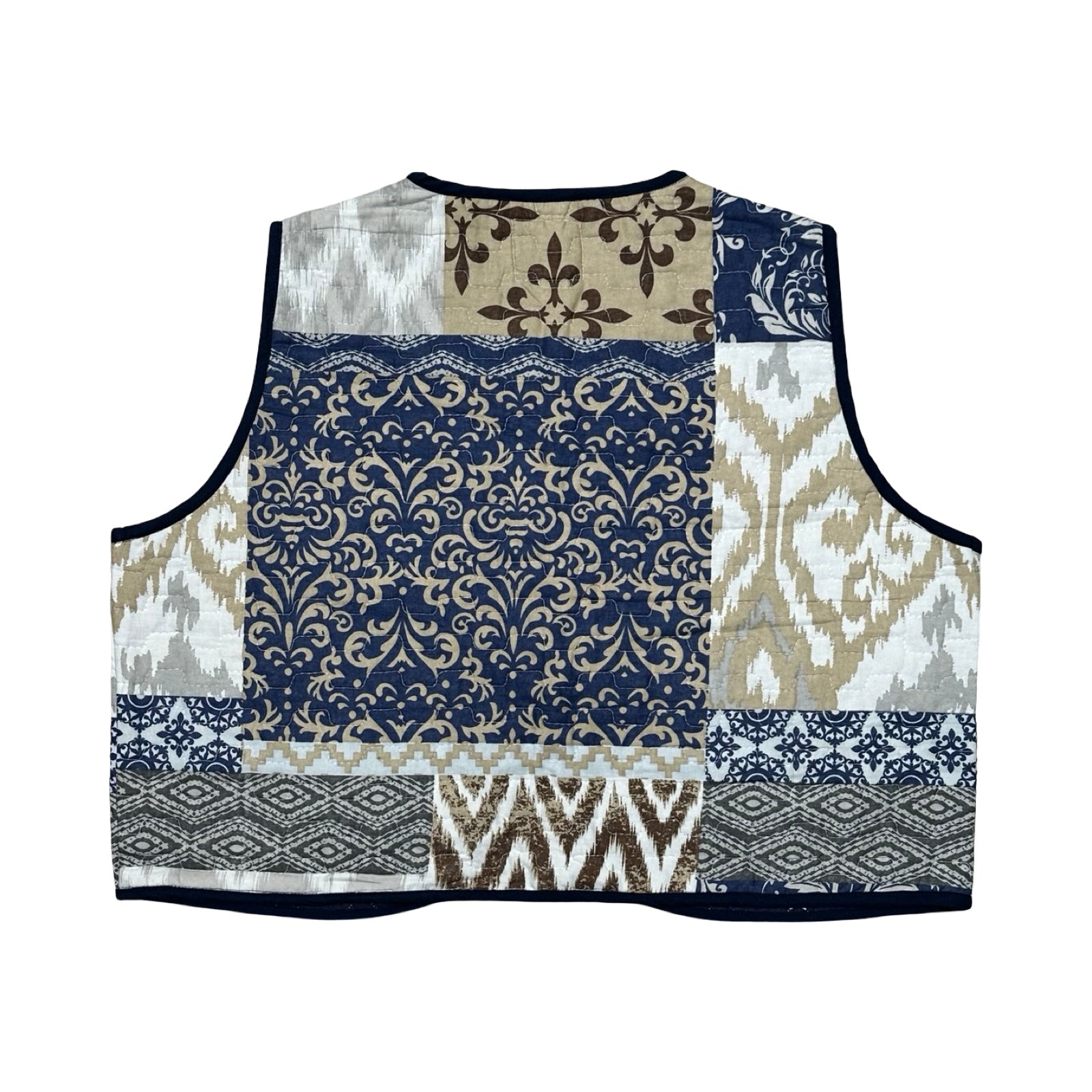 Blue & Brown Medallion Quilted Vest Reworks