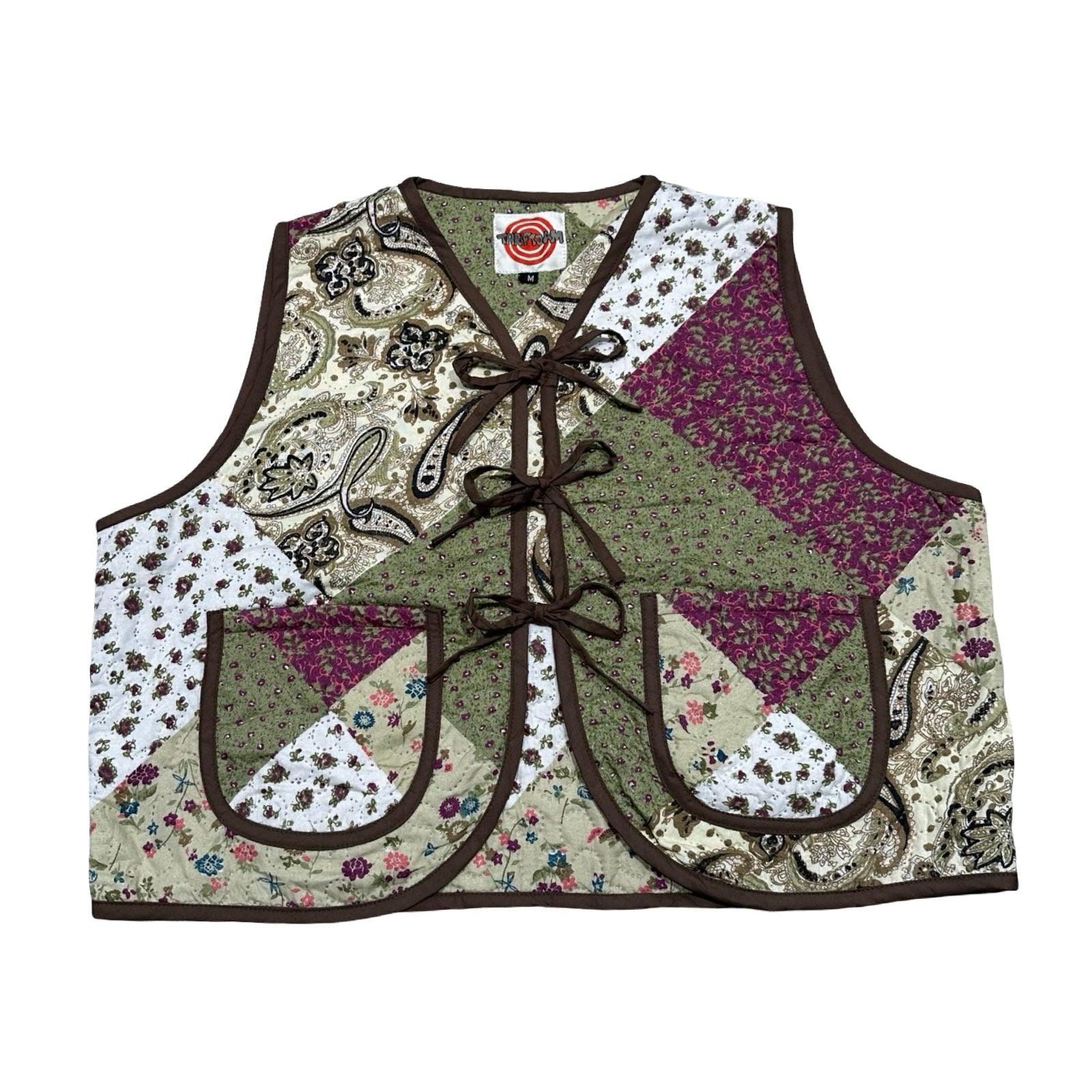 Paisley Green & Purple Quilted Vest Reworks