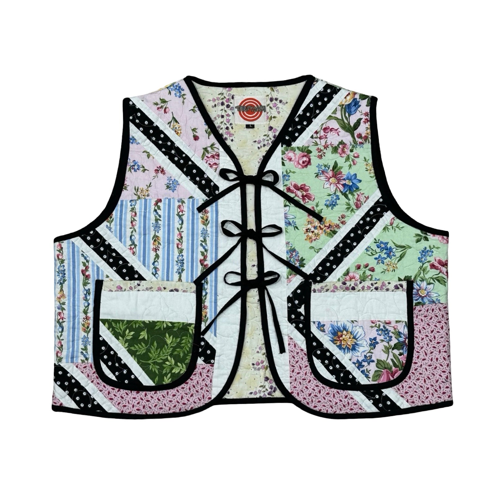 Chevron Florals Quilted Vest Reworks
