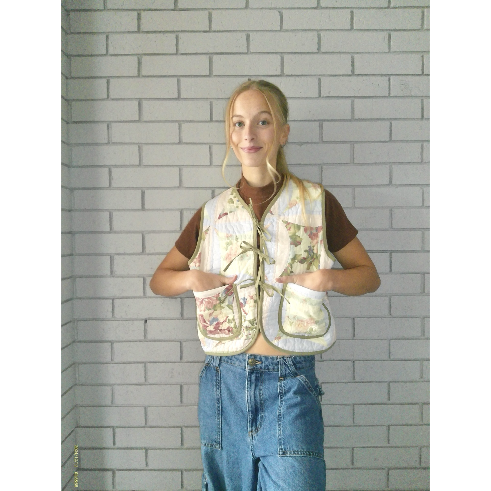 Pastel Florals Quilted Vest Reworks