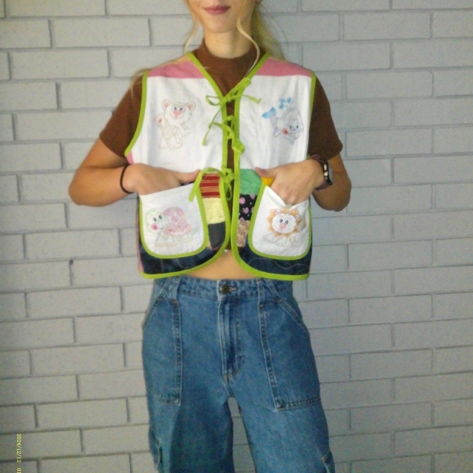 Animal Mosaic Small Quilted Vest Rework