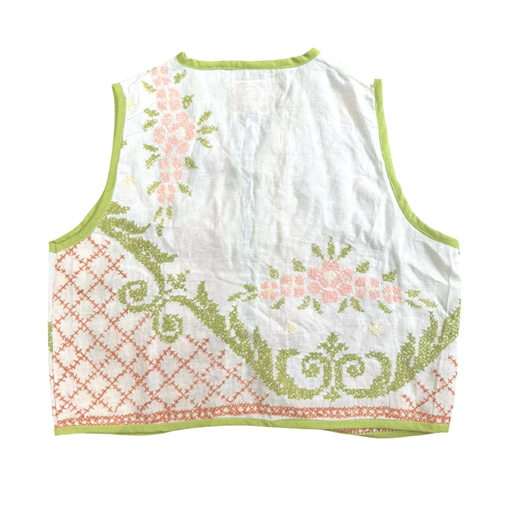 Spring Greens Small Linen Tie Top Rework