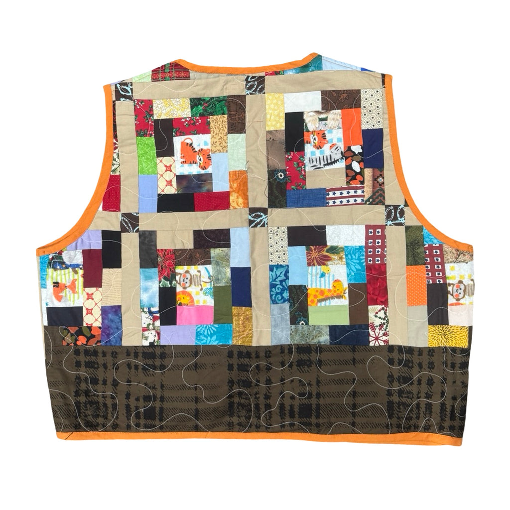 Fall Animal Mosaic Medium Quilted Vest Rework