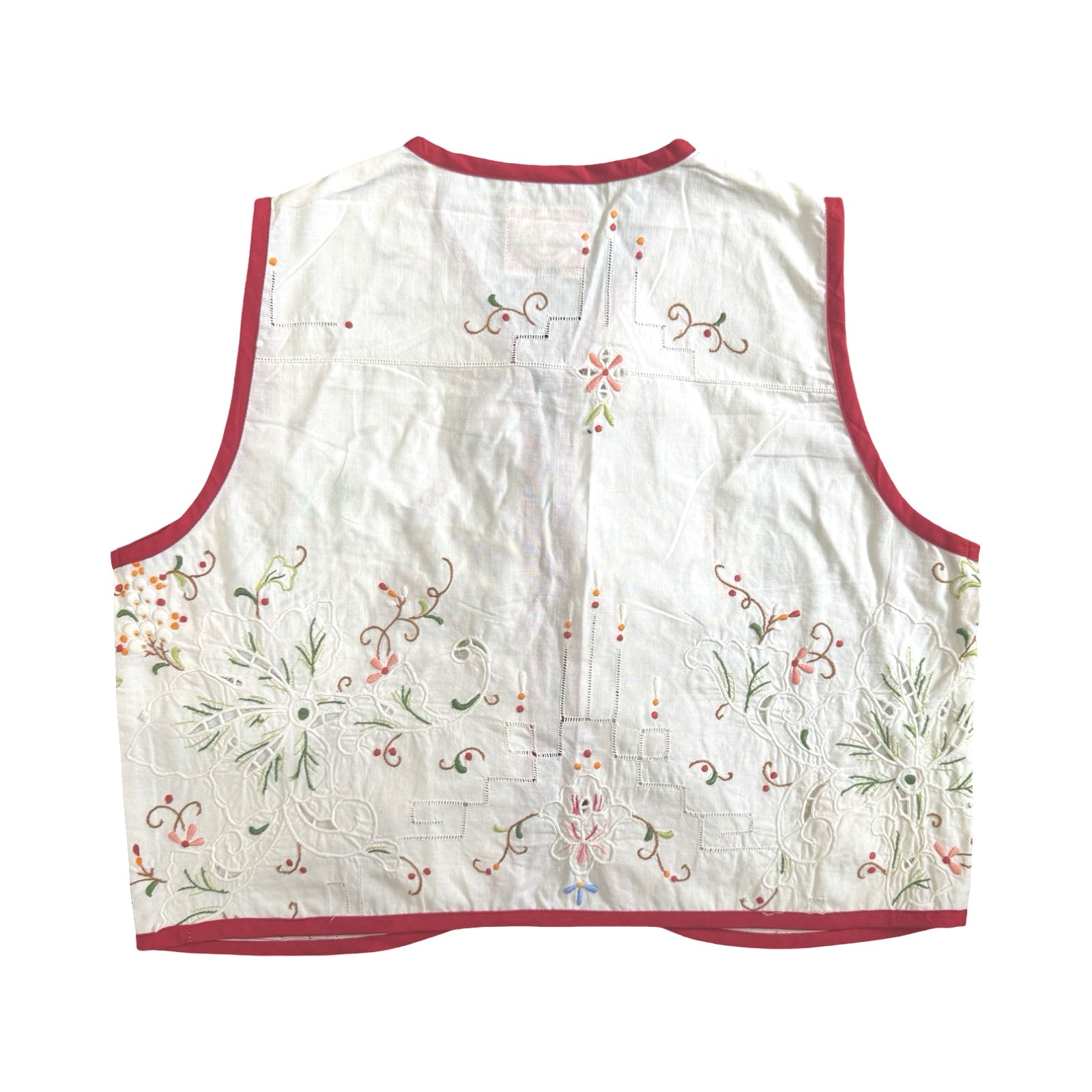 Colorful Cranberries Small Linen Tie Top Rework