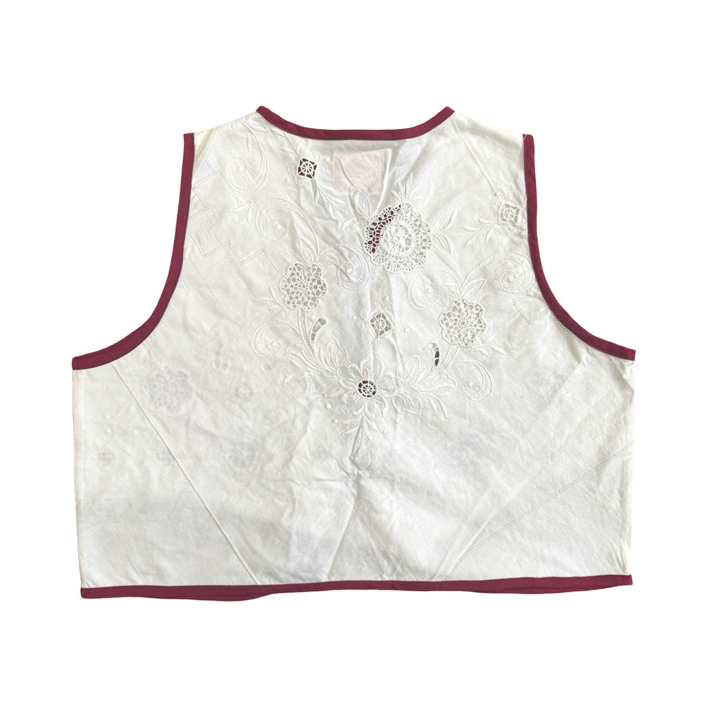 Lacey Maroon Large Linen Tie Top Rework