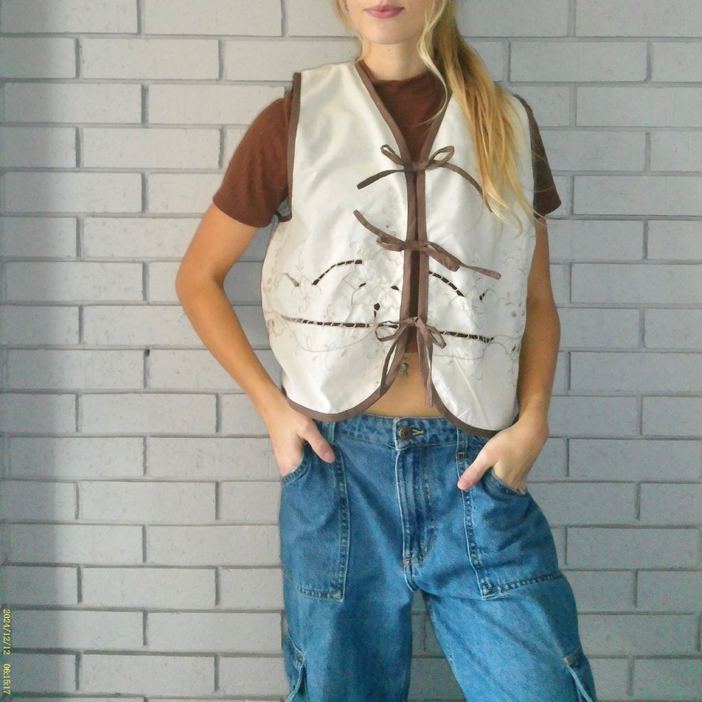 Ivory Garden Large Linen Tie Top Rework