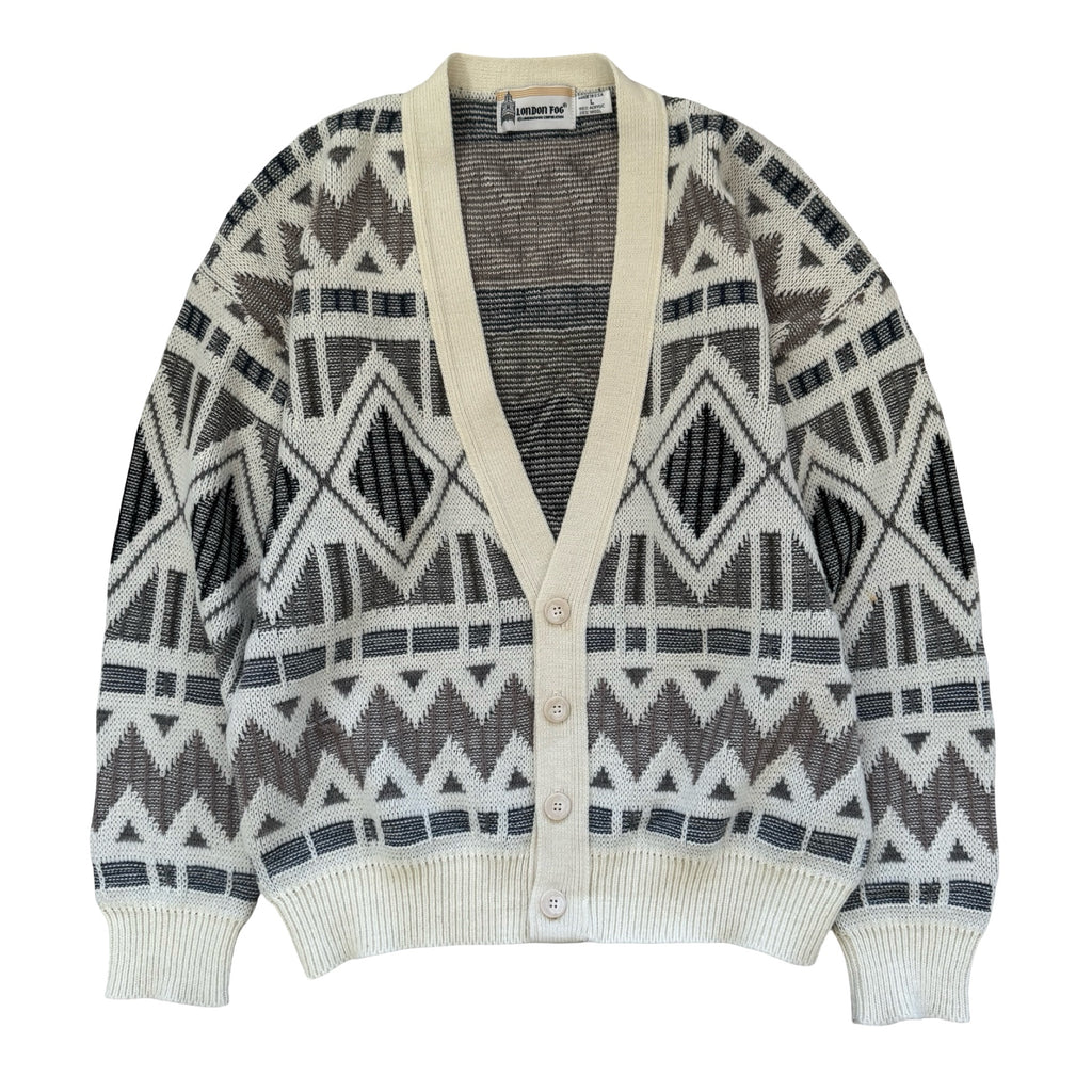 London Fog Geometric Knit Large Cardigan
