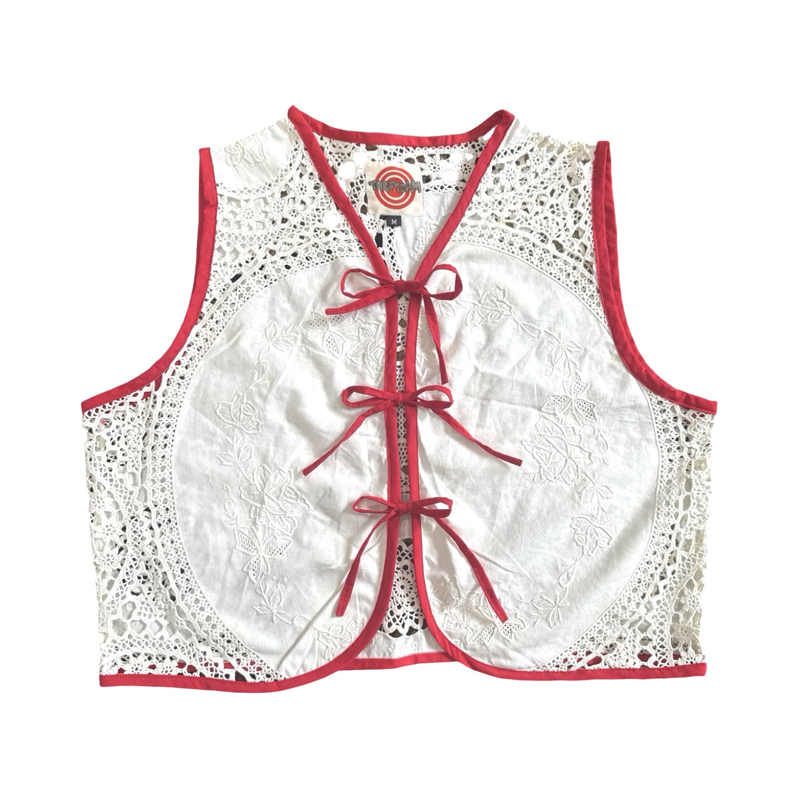 Holy Lace! Medium Linen Tie Top Rework