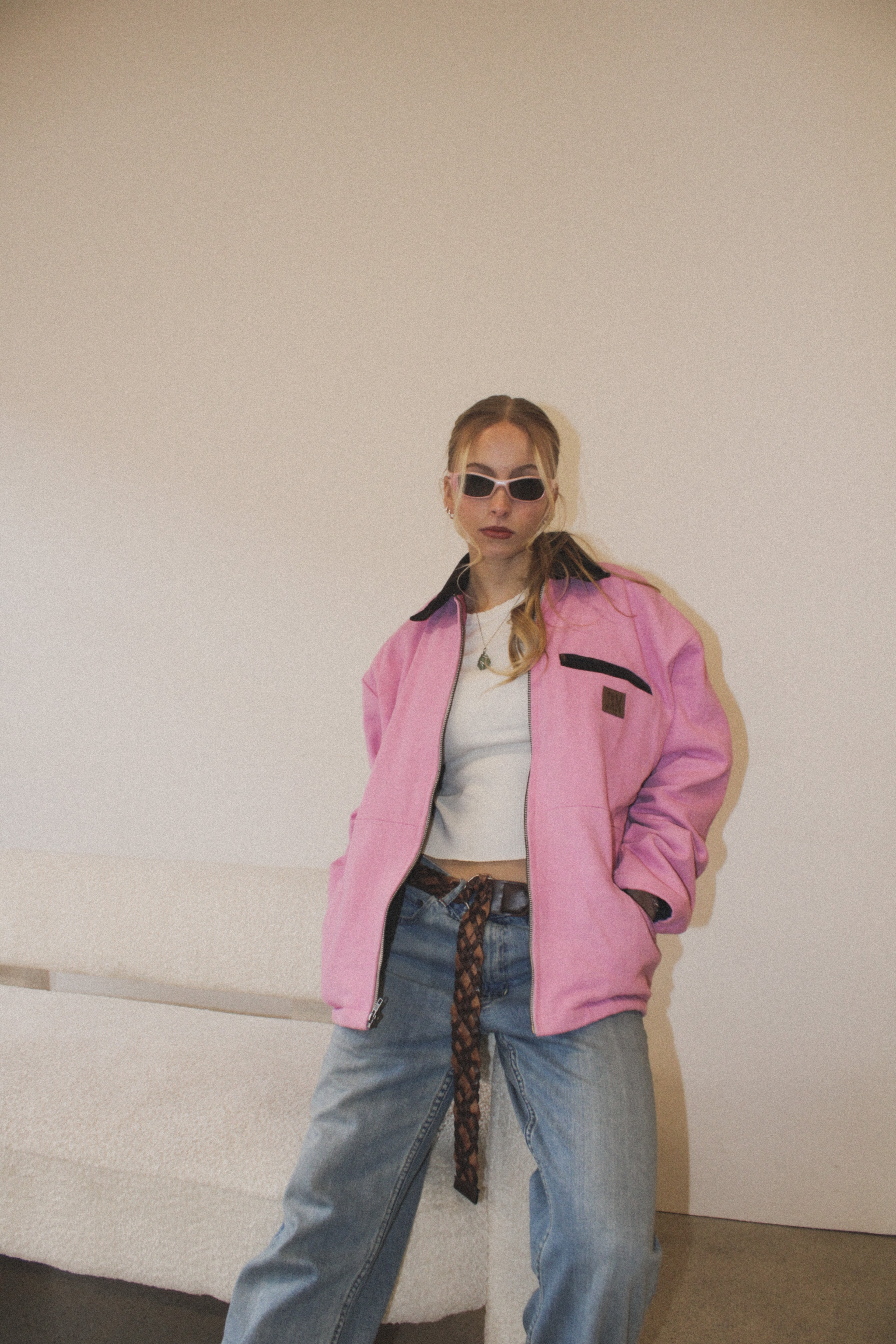 Pink Canvas Oversized Jacket