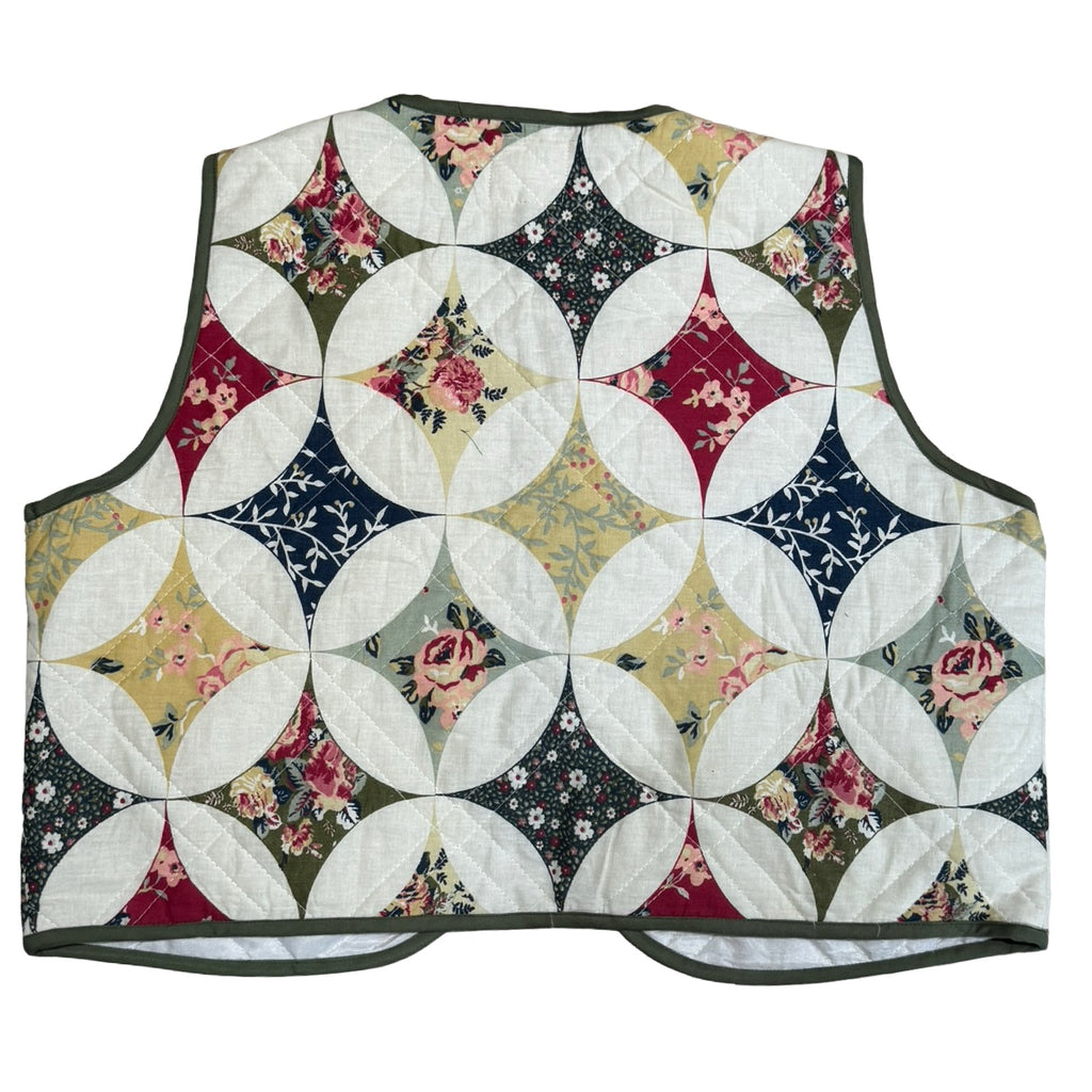 80's Floral Diamonds XL Quilted Vest Rework