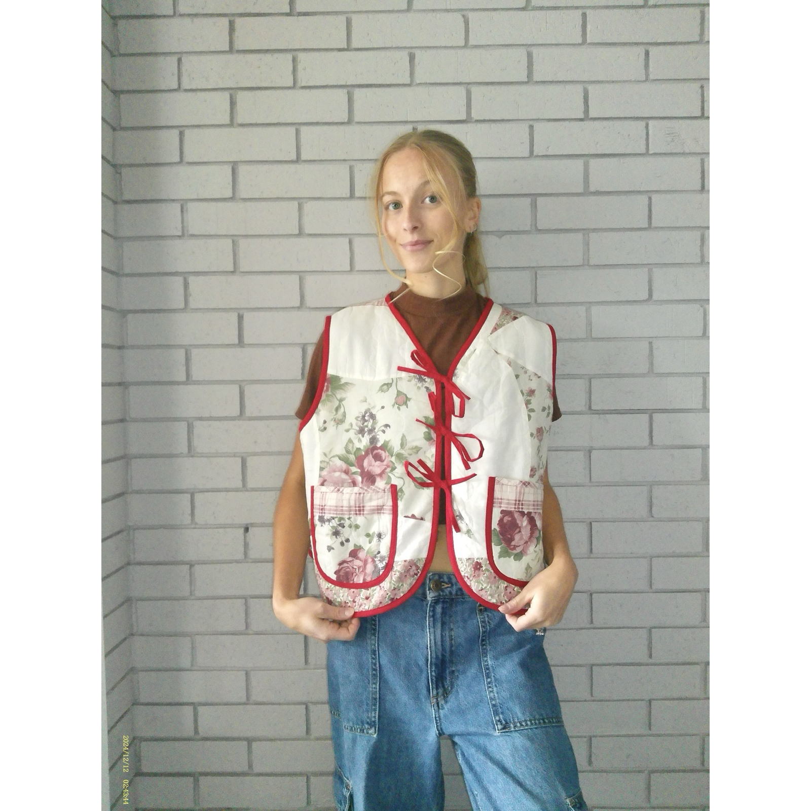 Vintage Florals Quilted Vest Reworks