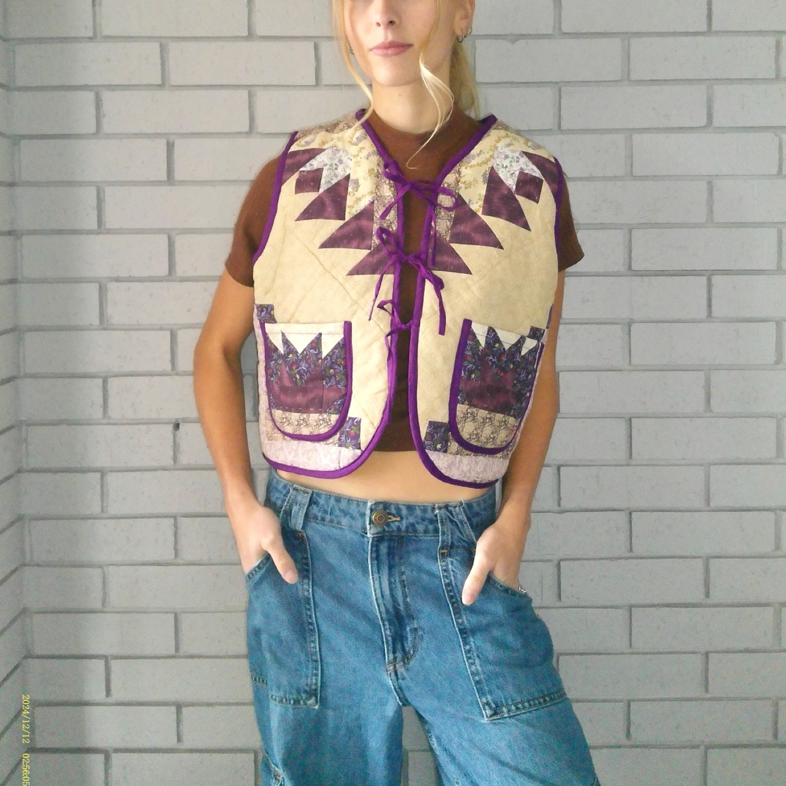 Geometric Purples Quilted Vest Reworks