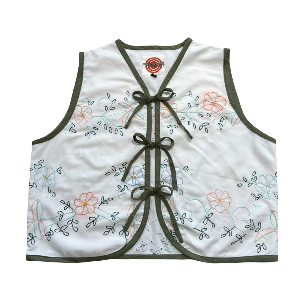 Pastel Florals XS Linen Tie Top Rework
