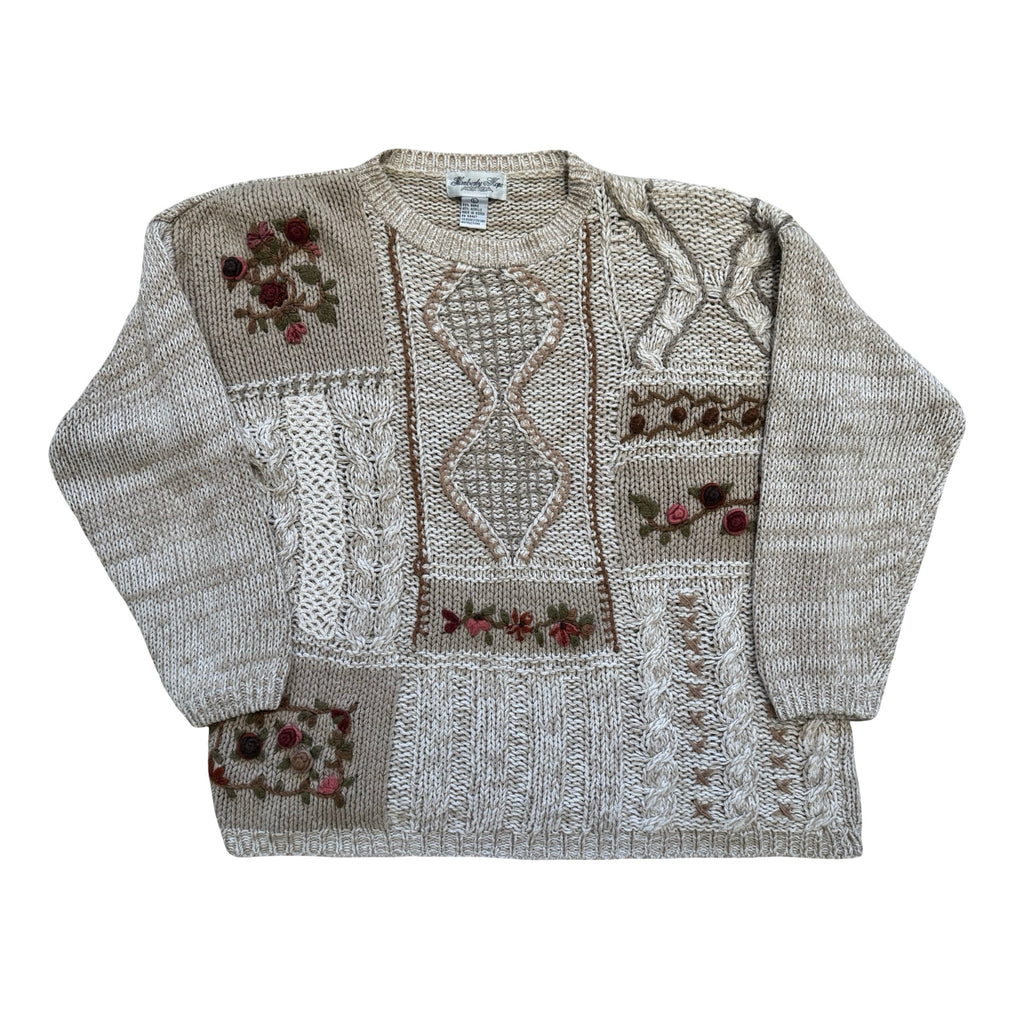 Floral Patchwork Large Knit Sweater