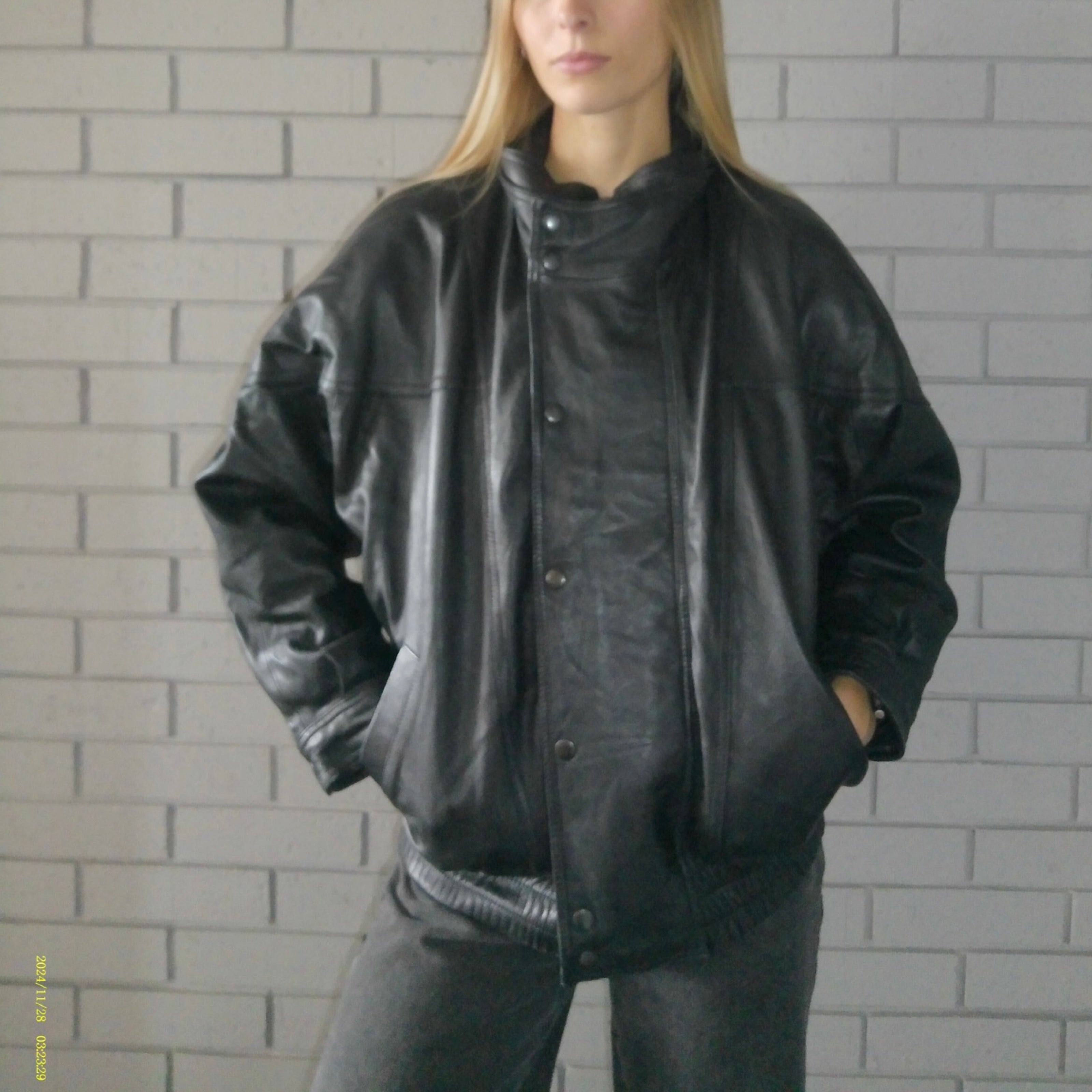 Black Bomber Medium Leather Jacket