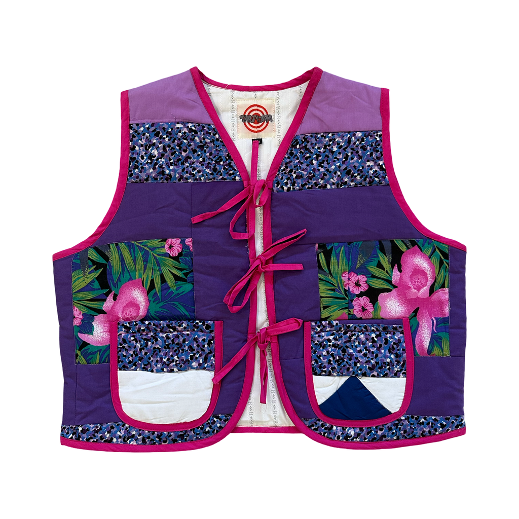 Vibrant Orchid Purple XS Quilted Vest Rework