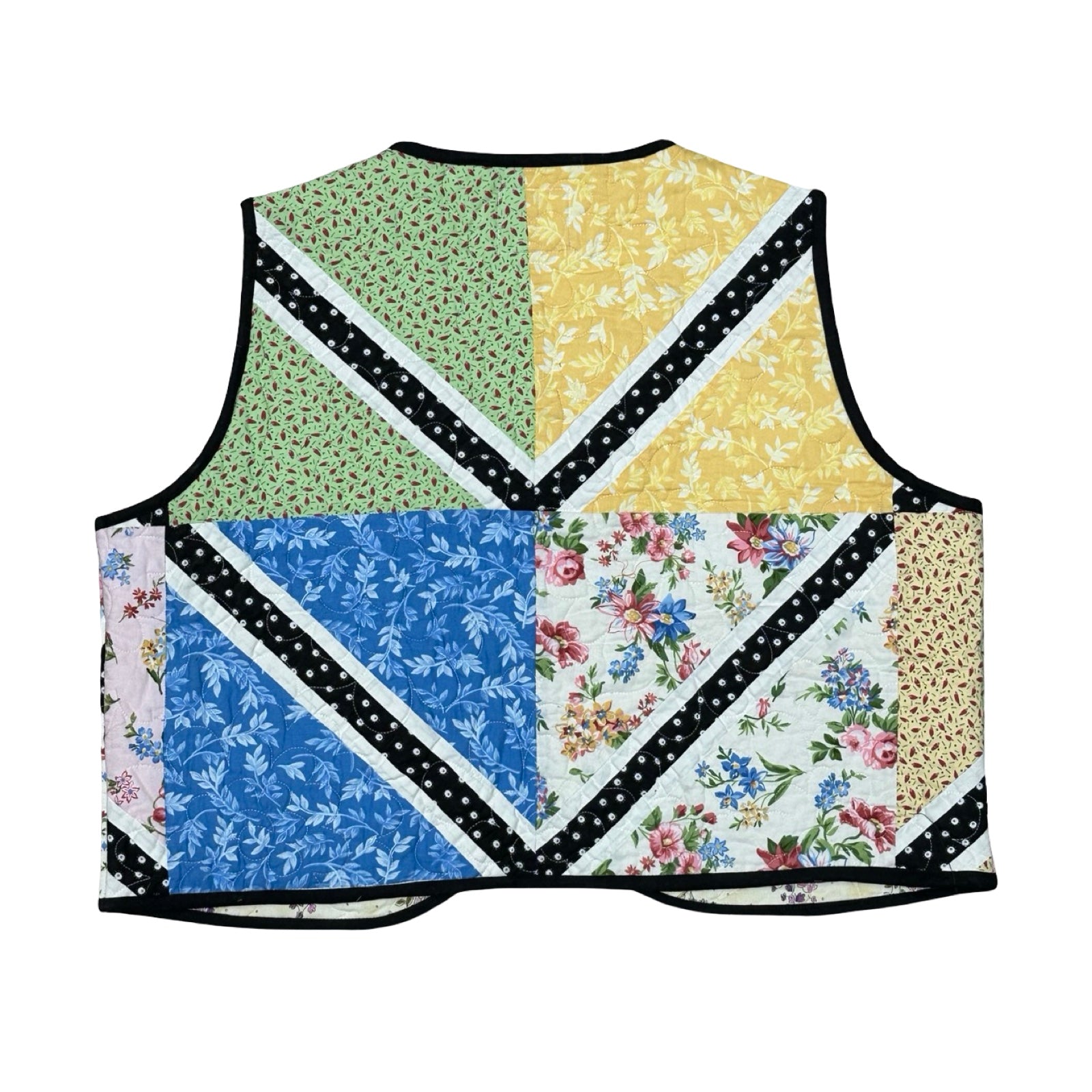 Chevron Florals Quilted Vest Reworks