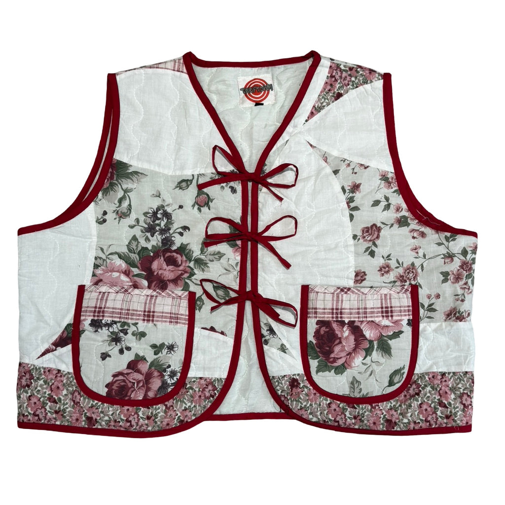 Vintage Florals Quilted Vest Reworks