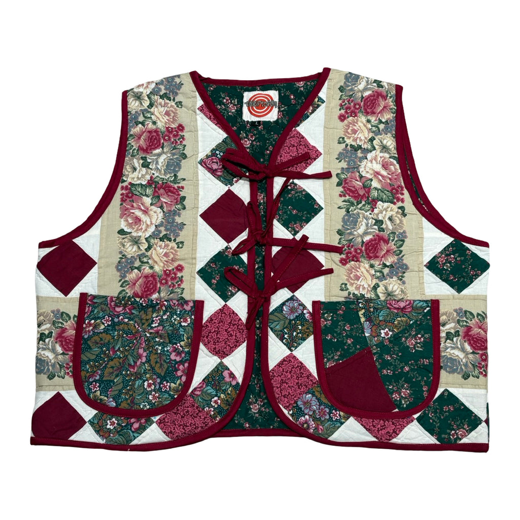 Vintage Florals Quilted Vest Reworks