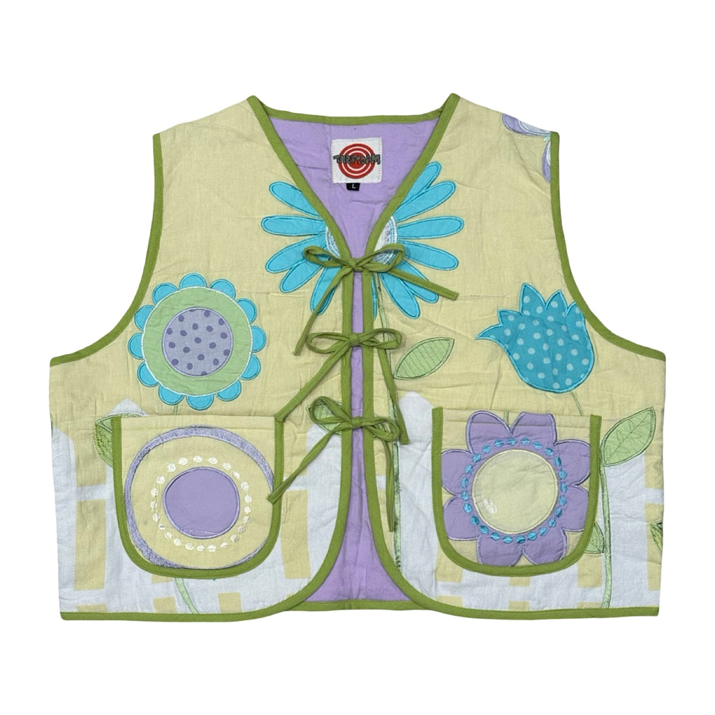 Pastel Florals Large Quilted Vest Rework
