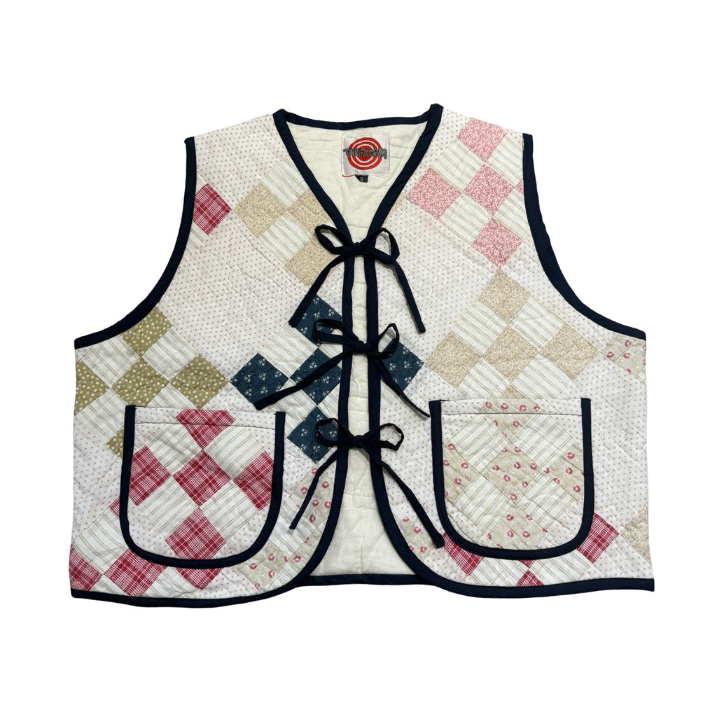 Checkered Patchwork Quilted Vest Reworks