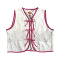 Lacey Pink Small Linen Tie Top Rework