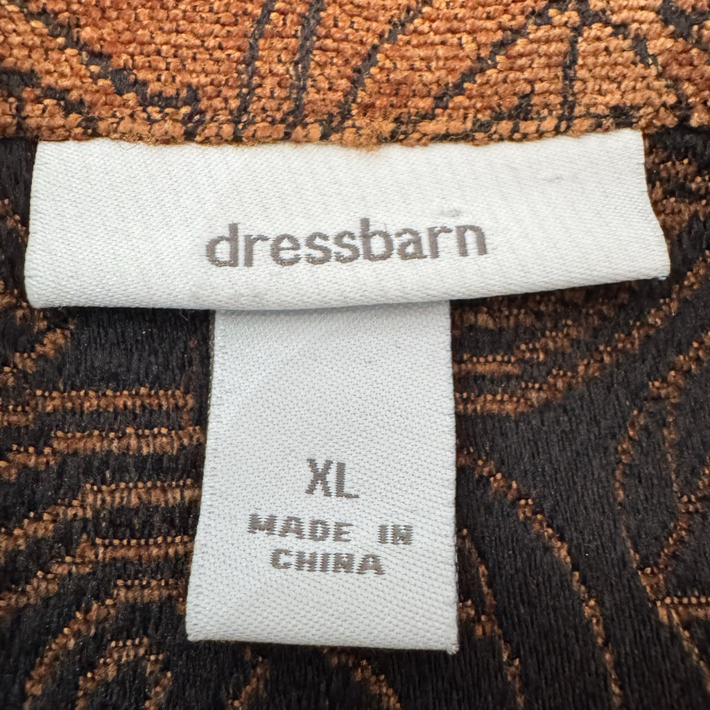 Vintage Dressbarn Floral Textured Brown Zip Women's XL Jacket