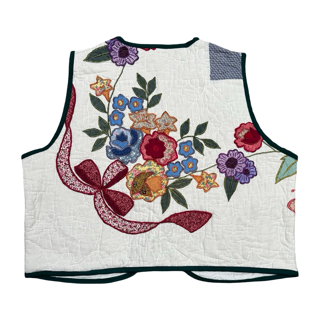 Embroidered Florals Quilted Vest Rework