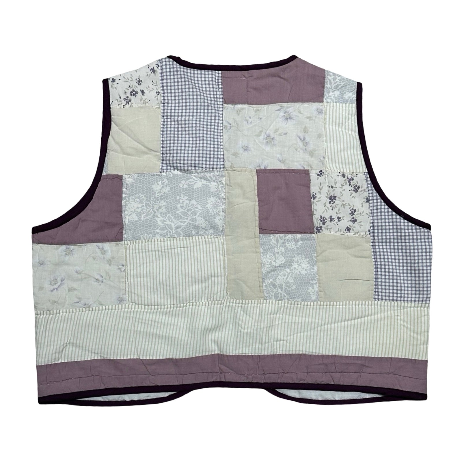 Purple Gingham Large Quilted Vest Rework